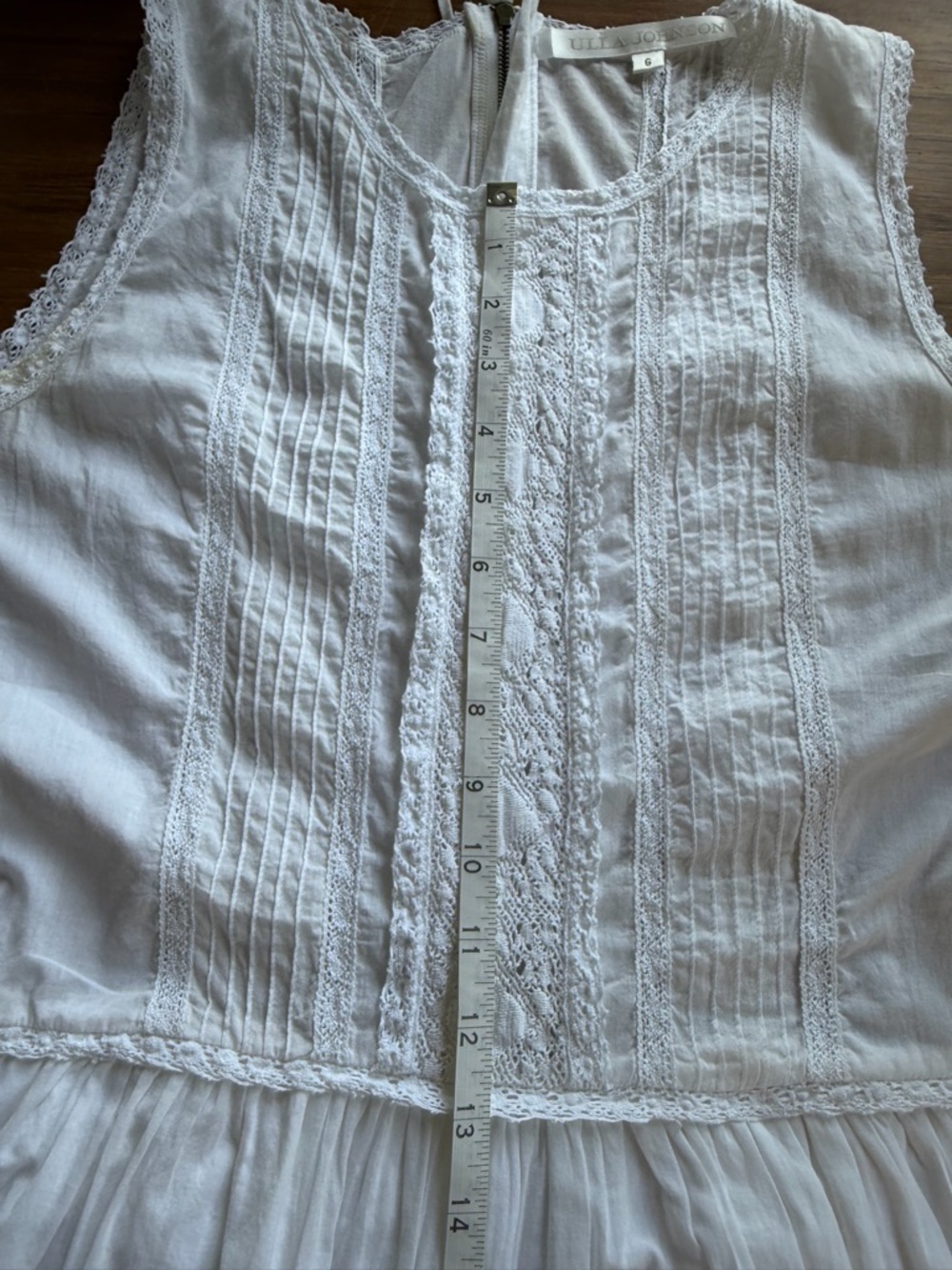 Ulla Johnson Pintuck Lace 100 Cotton Mini Dress sleeveless white Size 6 - Picture 6 of 12